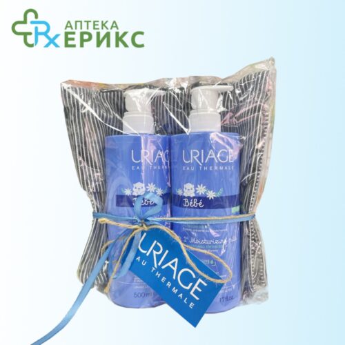 URIAGE Baby сет хидратантно млеко и гел-крем за капење + gratis torba